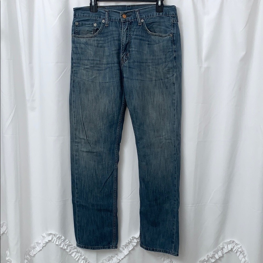 Levi Strauss 505 Regular Fit Straight Leg Jeans Blue Denim Mens 33x32